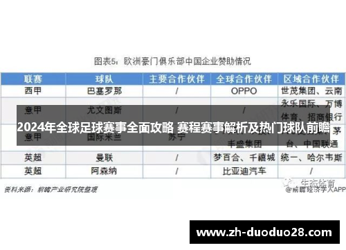 2024年全球足球赛事全面攻略 赛程赛事解析及热门球队前瞻
